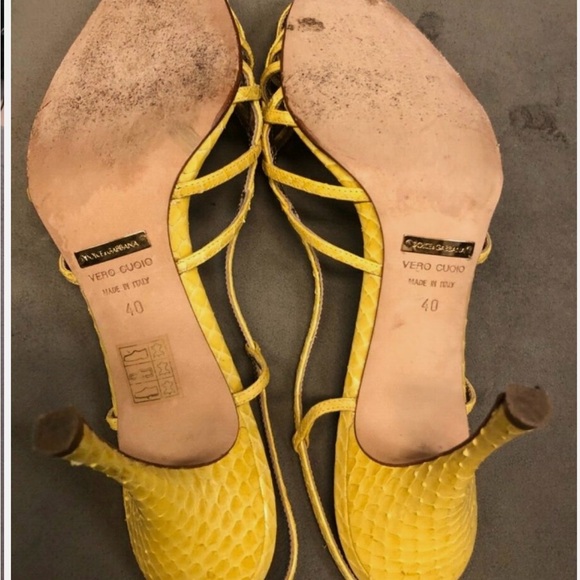 Dolce & Gabbana Yellow Strappy Women's Heels - Picture 5 of 6